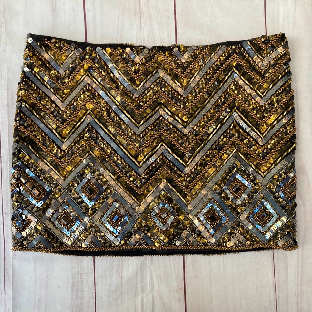 New Hale Bob embellished sequin bead mini skirt